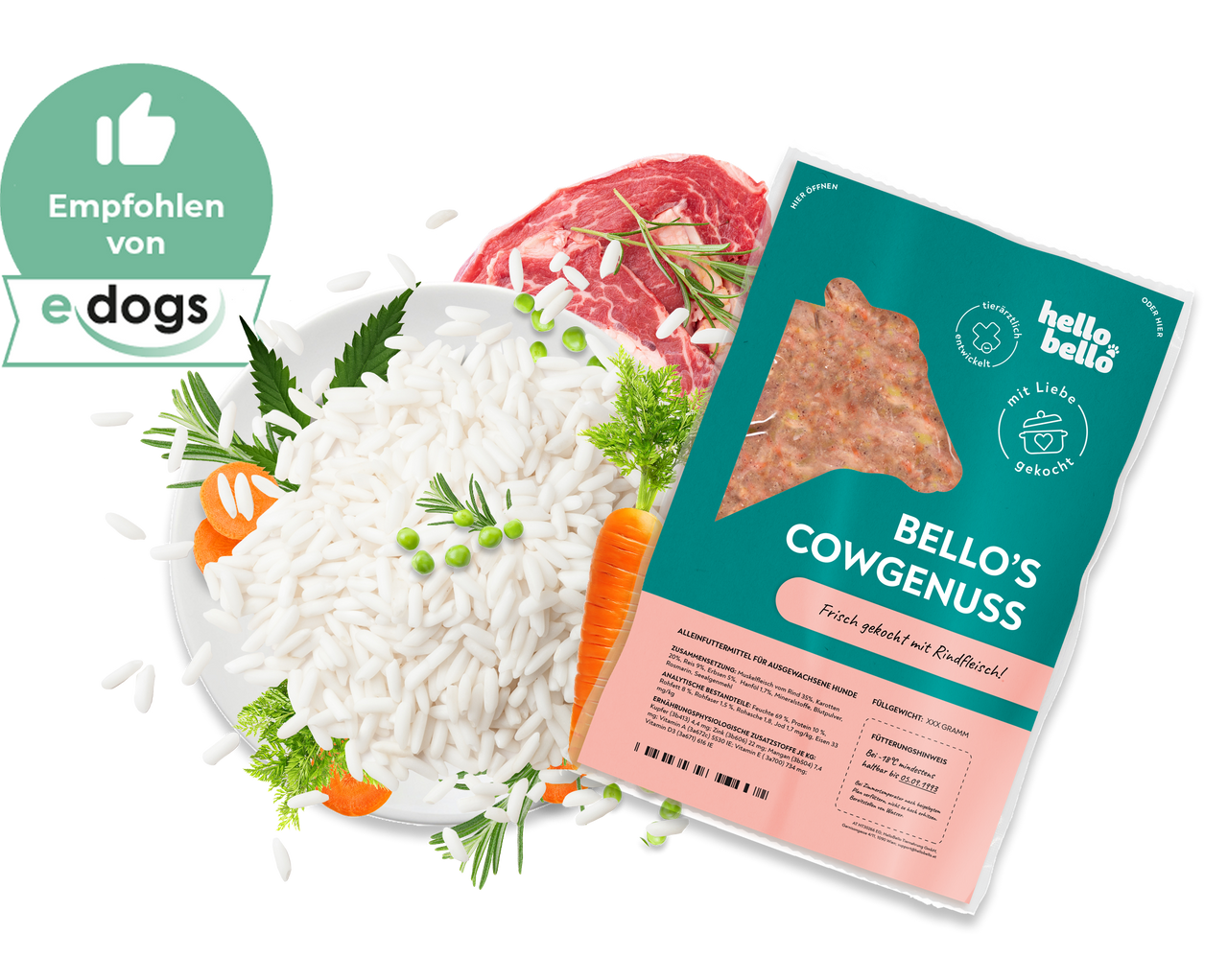 HelloBello Frischfutter mit Rind Cowgenuss